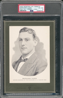 1902-11 W600 Sporting Life Cabinets Napoleon Lajoie, Cleveland A.L., Street Clothes, Type 1 – Nap Lajoies "True" Rookie Card! – PSA VG-EX 4